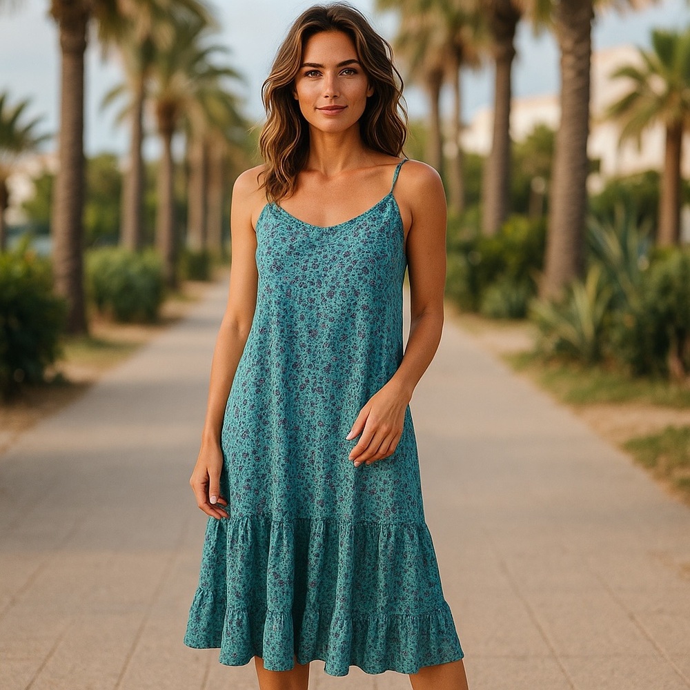 Hayden Teal Floral Slip Dress